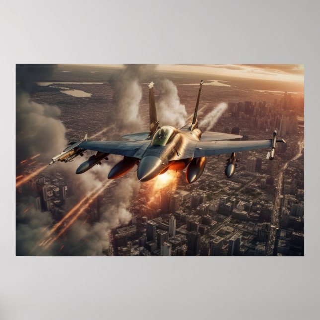 Framed Poster Art Military Fighter Jet (Front)