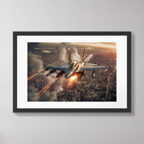 Framed Poster Art Military Fighter Jet
