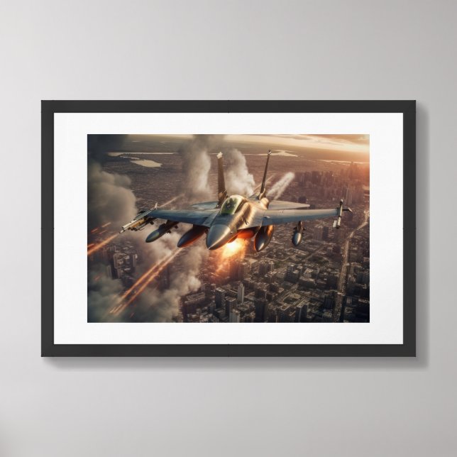 Framed Poster Art Military Fighter Jet (Framed Front)