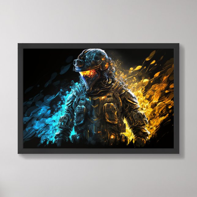 Framed Poster Art Military Person (Framed Front)