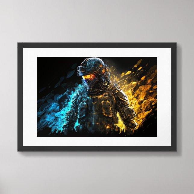 Framed Poster Art Military Person (Framed Front)