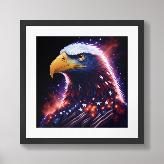 Framed Poster Art Patriotic Eagle (Framed Front)