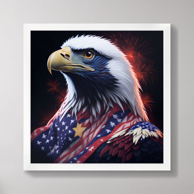 Framed Poster Art Patriotic Eagle (Framed Front)