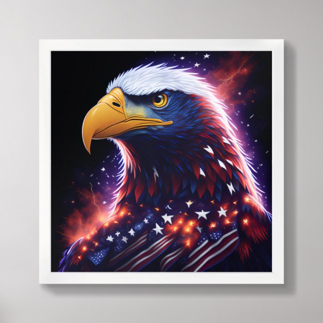 Framed Poster Art Patriotic Eagle (Framed Front)
