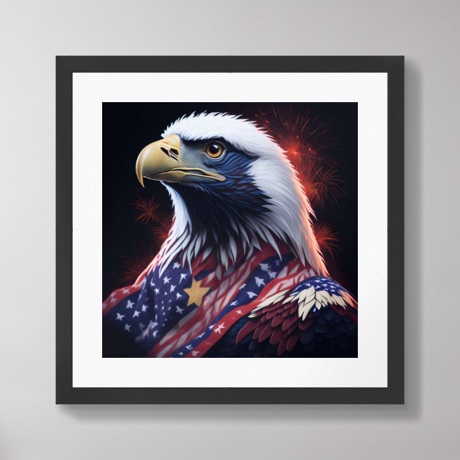 Framed Poster Art Patriotic Eagle (Framed Front)