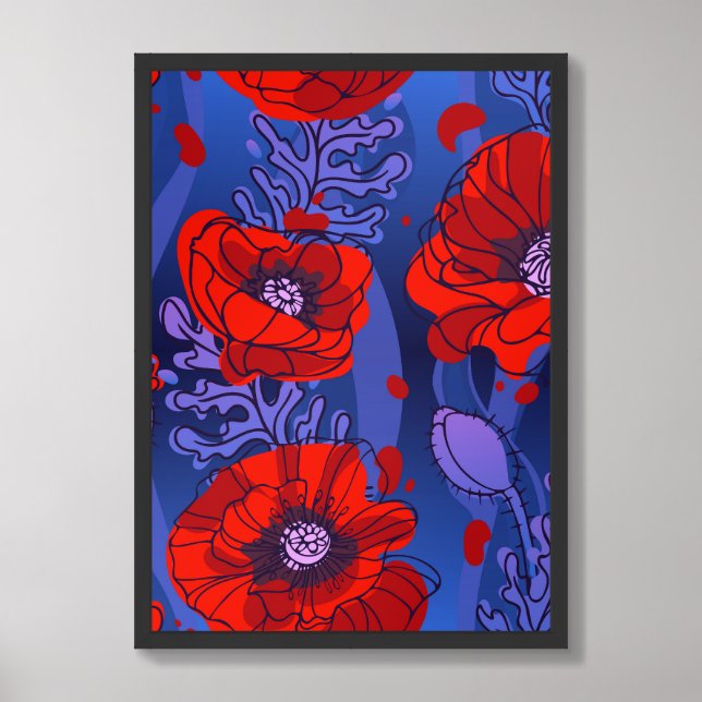 Framed Poster Art Red Poppies (Framed Front)
