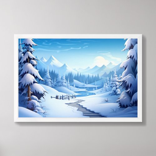 Framed Poster Art Snowy Scene