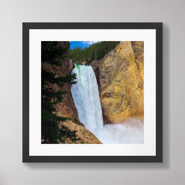 Framed Poster-Yellowstone Waterfall Art (Framed Front)