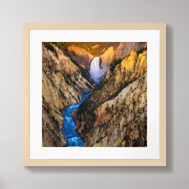 Framed Poster-Yellowstone Waterfall Framed Art (Framed Front)