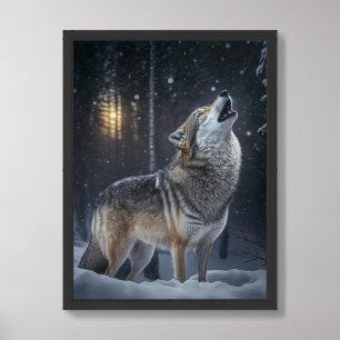 Framed Poster Yellowstone Wolf
