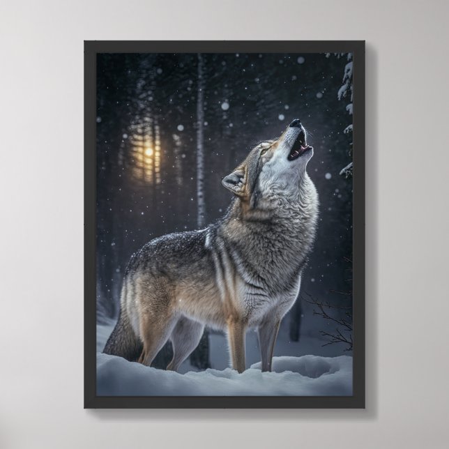 Framed Poster Yellowstone Wolf (Framed Front)