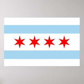 Framed print with Flag of Chicago, U.S.A.