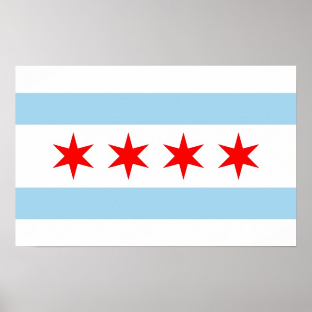 Framed print with Flag of Chicago, U.S.A. (Front)