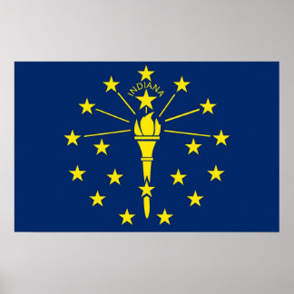Framed print with Flag of Indiana, U.S.A.