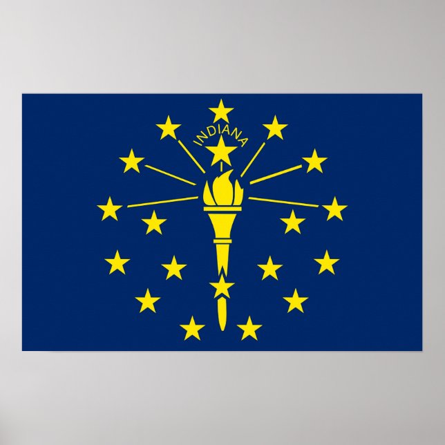 Framed print with Flag of Indiana, U.S.A. (Front)