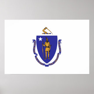 Framed print with Flag of Massachusetts , U.S.A.