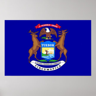 Framed print with Flag of Michigan, U.S.A.