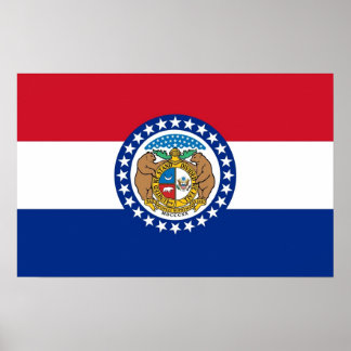 Framed print with Flag of Missouri, U.S.A.