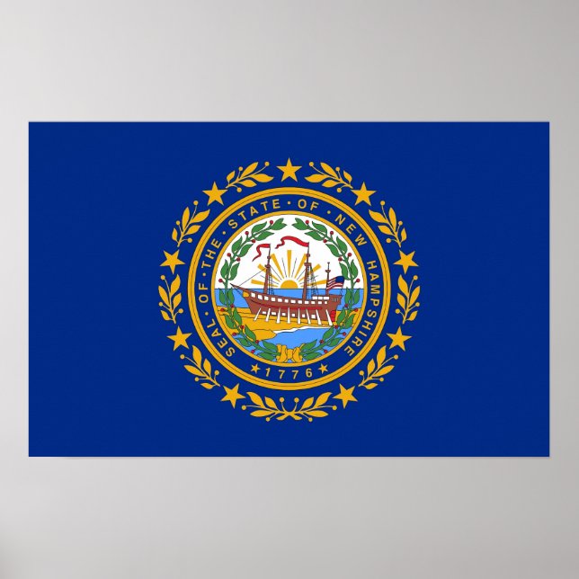 Framed print with Flag of New Hampshire, U.S.A. (Front)