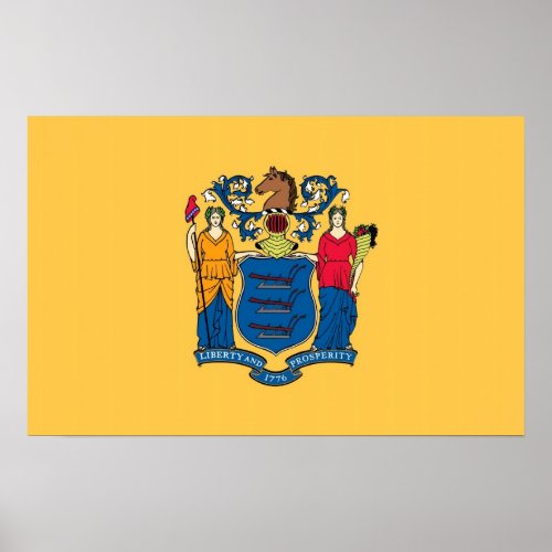 Framed print with Flag of New Jersey USA