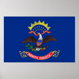 Framed print with Flag of North Dakota, U.S.A.