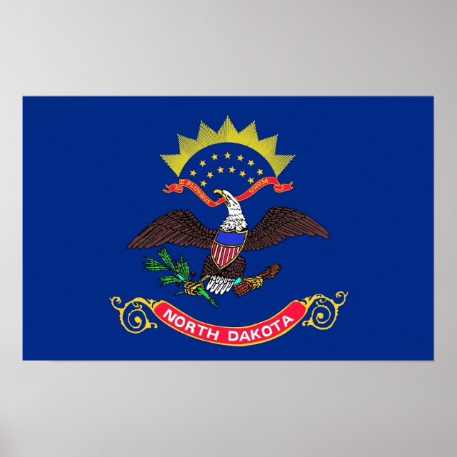 Framed print with Flag of North Dakota, U.S.A. (Front)