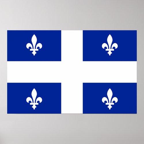 Framed print with Flag of Quebec Canada
