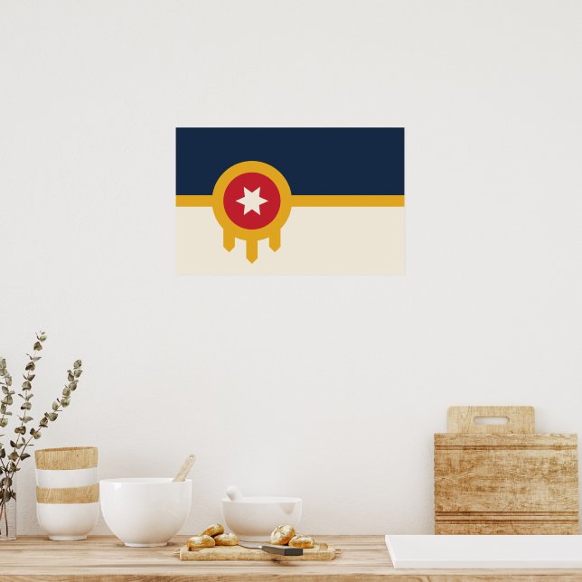 Framed print with Flag of Tulsa, Oklahoma (Kitchen)