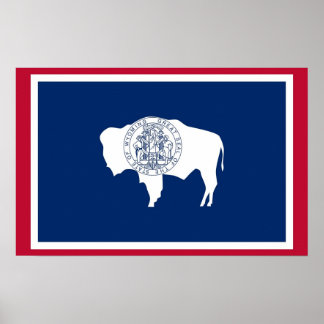 Framed print with Flag of Wyoming, U.S.A.
