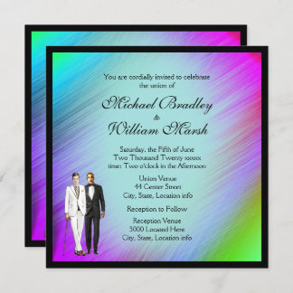 Framed Rainbow Green Gay Wedding Invite