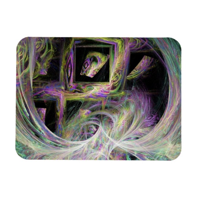 Framed Rainbow Swirls Magnet (Horizontal)