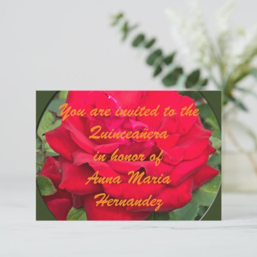 Framed Red Rose  Invitation