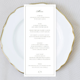 Framed Sage Green Elegant Monogram Wedding Menu