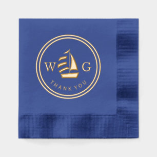 Framed Sailboat Monogram 2 Initial Thank You Foil Napkins