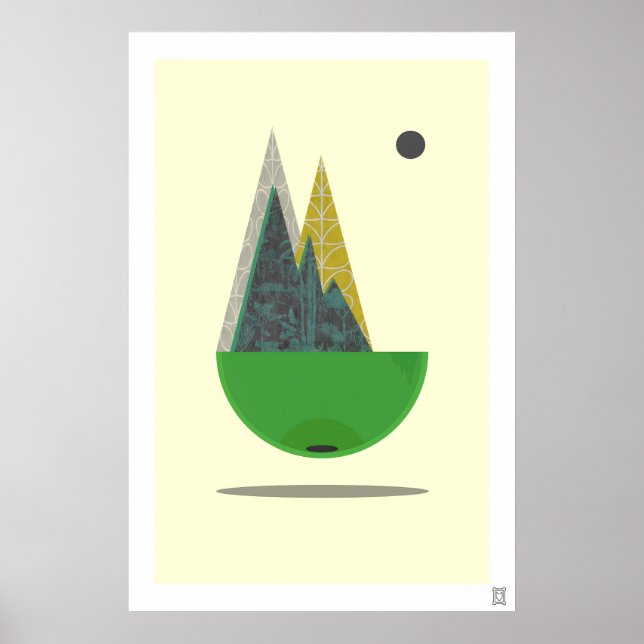 Framed Scandinavian Art Print Abstract Landscape (Front)