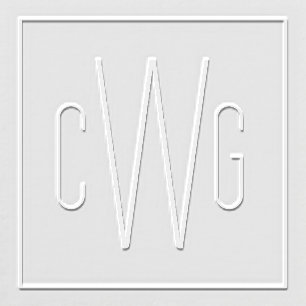 Framed Simple 3 Initial Letter Monogram #5BSQ Embosser
