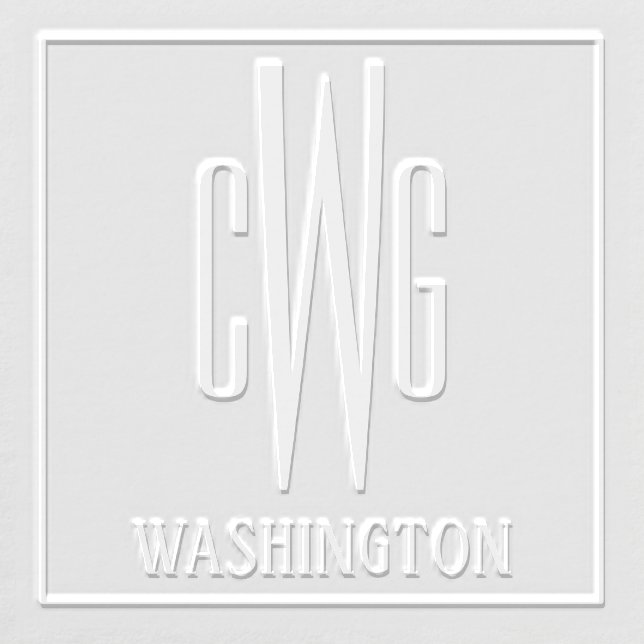 Framed Simple 3 Initial Letter Monogram Name #4SQL Embosser (Design)