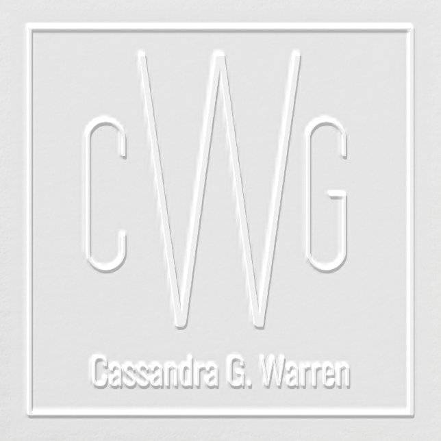 Framed Simple 3 Initial Letter Monogram Name #5BSQ Embosser (Design)