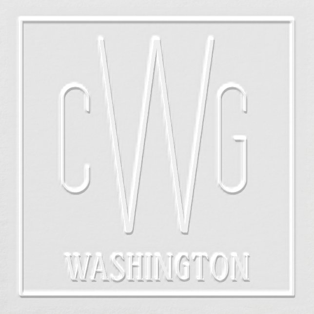 Framed Simple 3 Initial Letter Monogram Name #5SQL Embosser (Design)