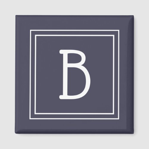 Framed Simplistic Monogrammed Initial Letter Blue Magnet