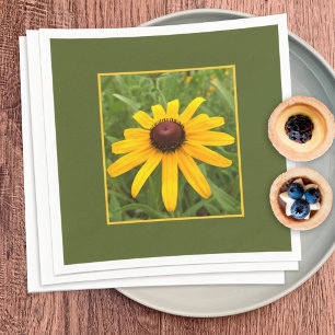 Framed Single Yellow Rudbeckia Flower Photograph Napkins
