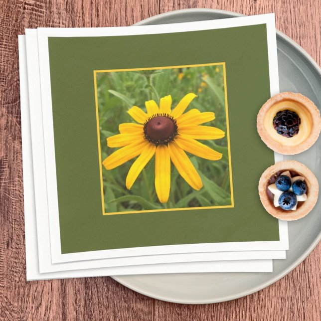 Framed Single Yellow Rudbeckia Flower Photograph Napkins (Creator Uploaded)