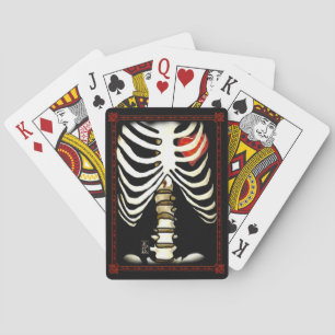 Framed Skeleton and Heart Black Deck Poker Cards