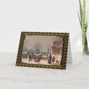 Framed Snowy Christmas Eve - Vintage Card