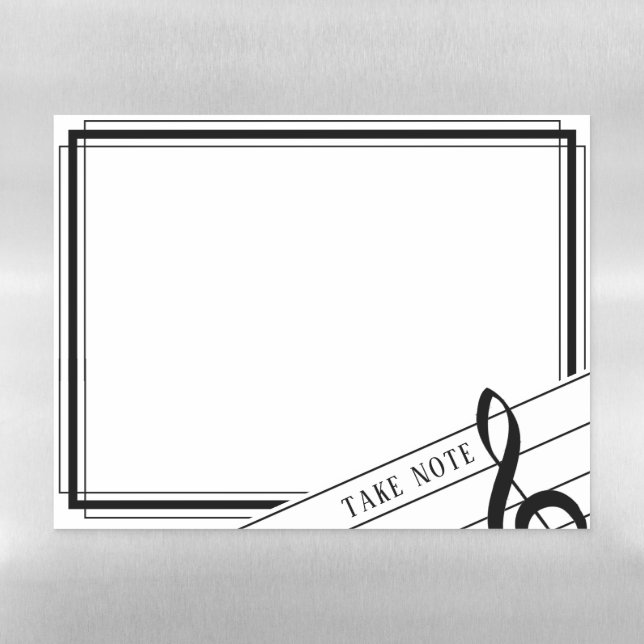 Framed Take Note Treble Clef Magnetic Dry Erase Sheet (Horizontal)