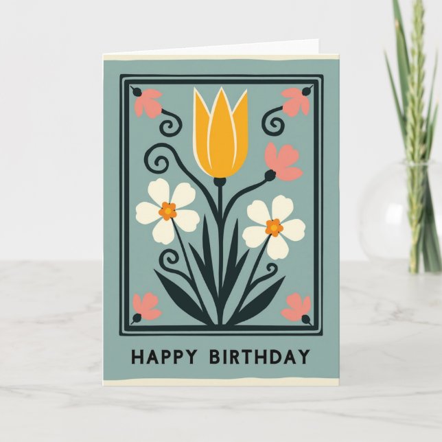 Framed Tulip Birthday Card (Front)