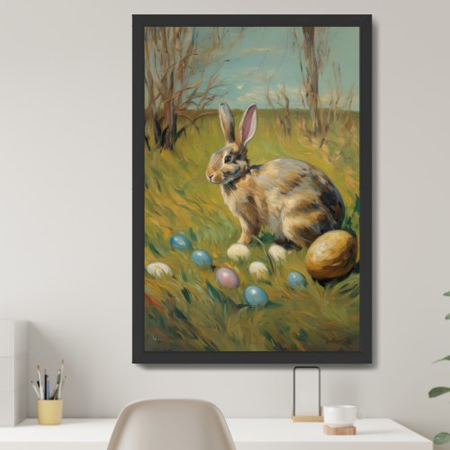 Framed Vintage Bunny Water_Colour Wall Decor
