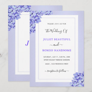 Framed Violet Flowers Wedding Invitation Example