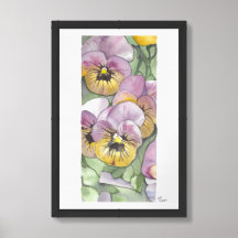 Framed watercolor flowers archival art print