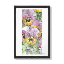 Framed watercolor flowers archival art print